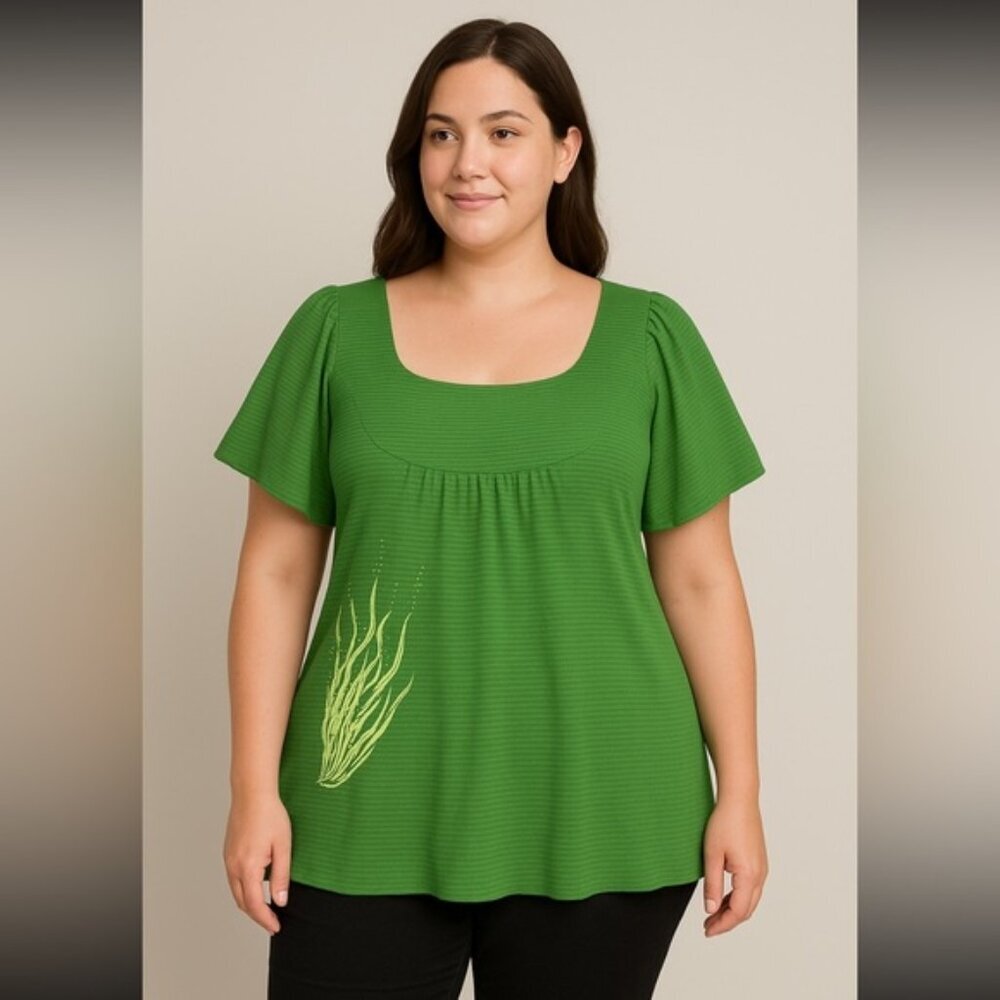 Lilikoi Green flutter sleeve tunic top XL